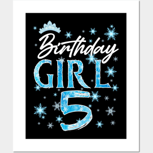 Winter Onederland 5th Birthday Girl Snowflake B-day Gift For Girls Kids Toddlers Posters and Art